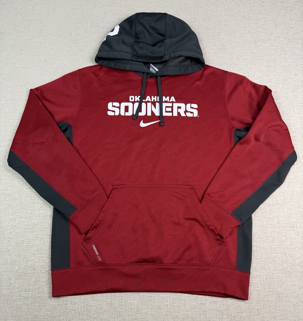 Nike Therma-FIT Oklahoma Sooners Hoodie Men’s Medium Red Fleece Pullover